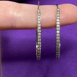 💛 Classic 10k White Gold Plated CZ Stone Hoops